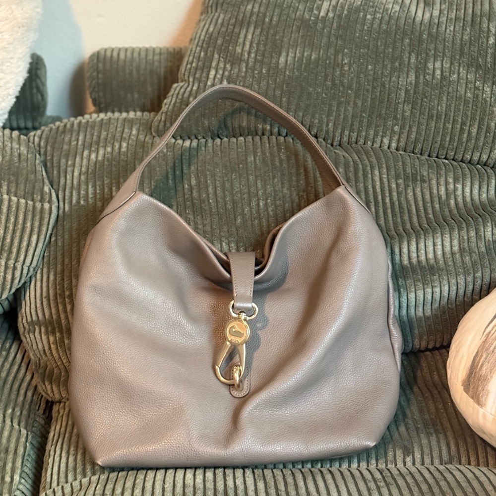 Dooney & Bourke Lucca Leather Logo Lock Hobo in Gray